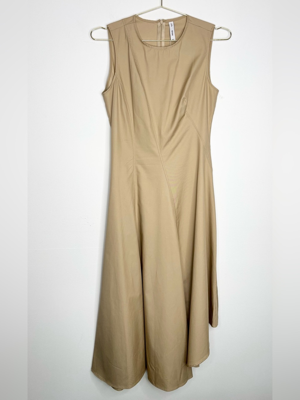 Mango Asymmetrical Flared Dress Ecru Cotton Lyocell Midi Size 4 NWT - Picture 8 of 16